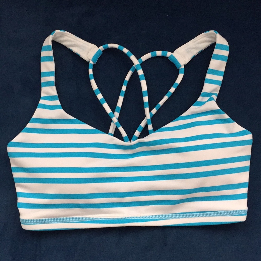 Lululemon blue and white striped sports bra